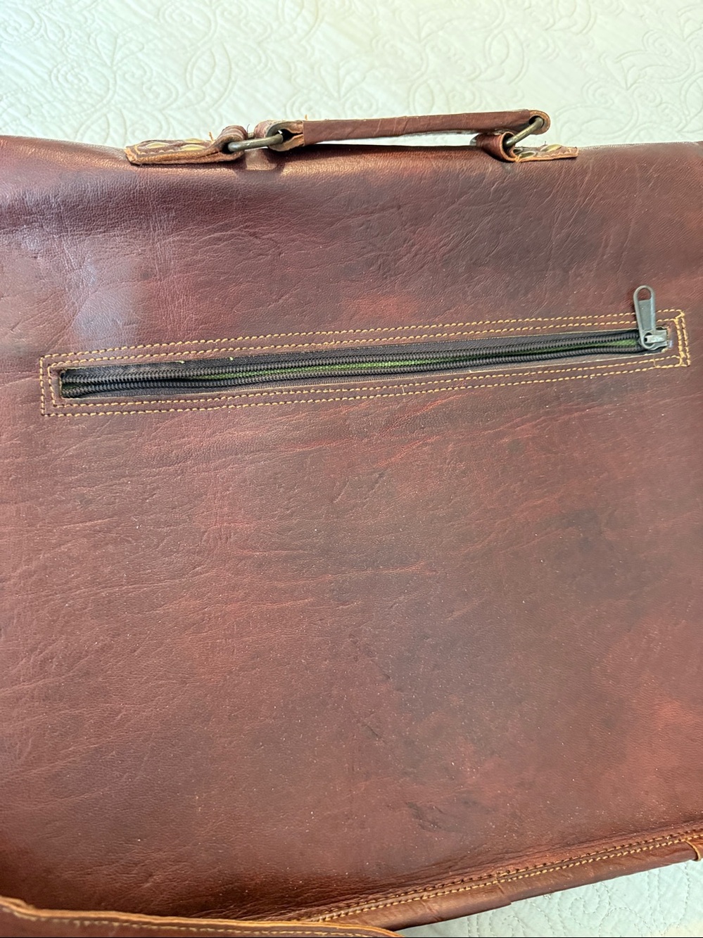 Vintage style Brown faux Leather Messenger Bag - Picture 7 of 11